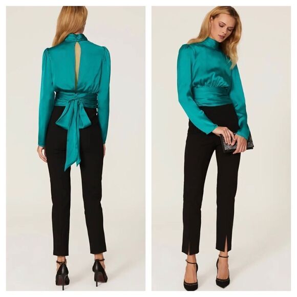 Slate & Willow green satin crop top - Picture 1 of 10